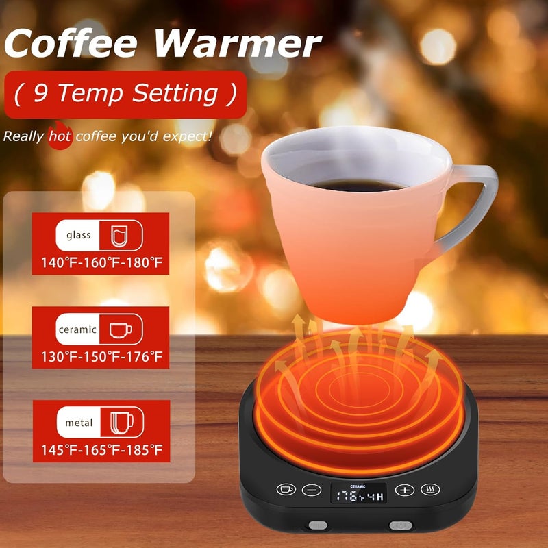 PUSEE Candle Mug Warmer Electric, Auto On/Off Gravity-Induction Coffee Warmer with 9 Temp Settings, 1-9 Timer Candle Melter, Beverage Warmer for Home & Office - Image 2